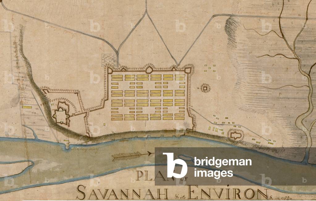 The American Revolution. Plan of Savannah & its environs. Manuscript map. 1782