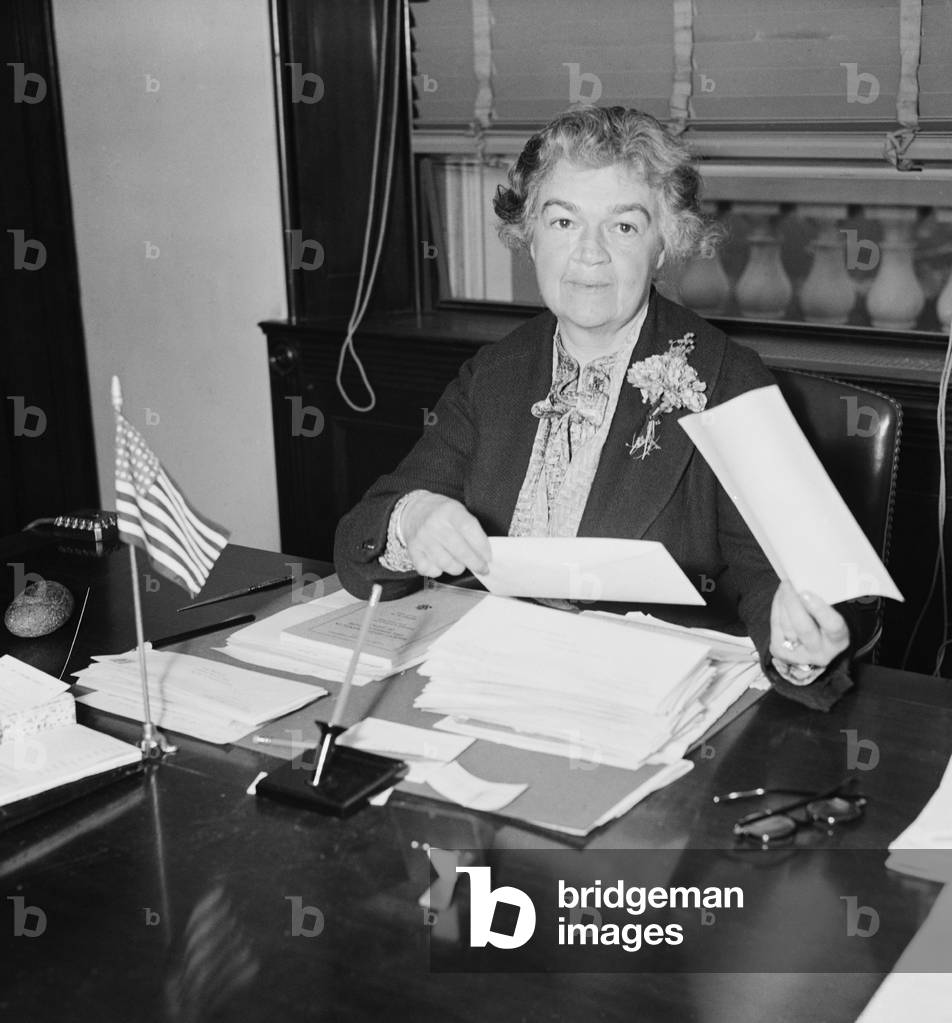 Congresswoman Edith Nourse Rogers of Massachusetts at her desk, Feb. 1936. She served from 1925 until 1960