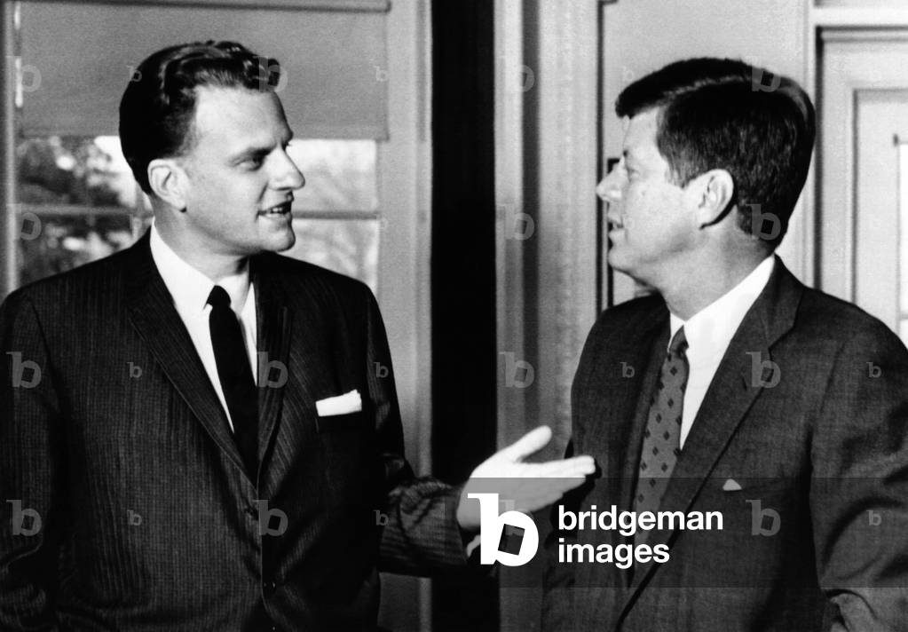 President John Kennedy with Baptist Evangelist Billy Graham at the White House. Dec. 12, 1961