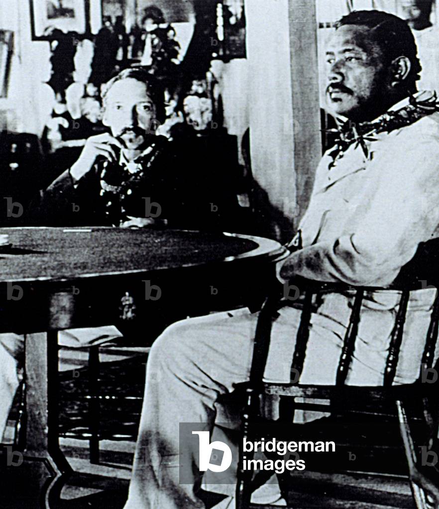 Author ROBERT LOUIS STEVENSON with DAVID KALAKAUA, last King of Hawaii, date unknown