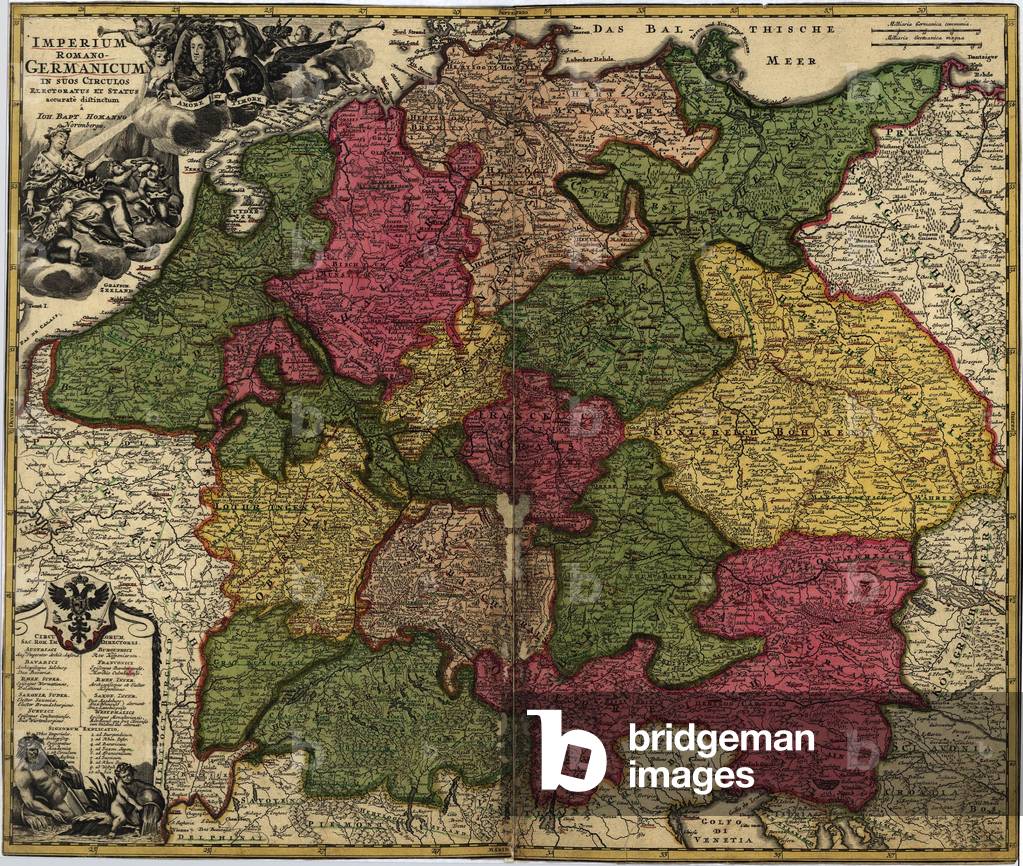 Map of German States, then the Holy Roman Empire, from the early 18th century
