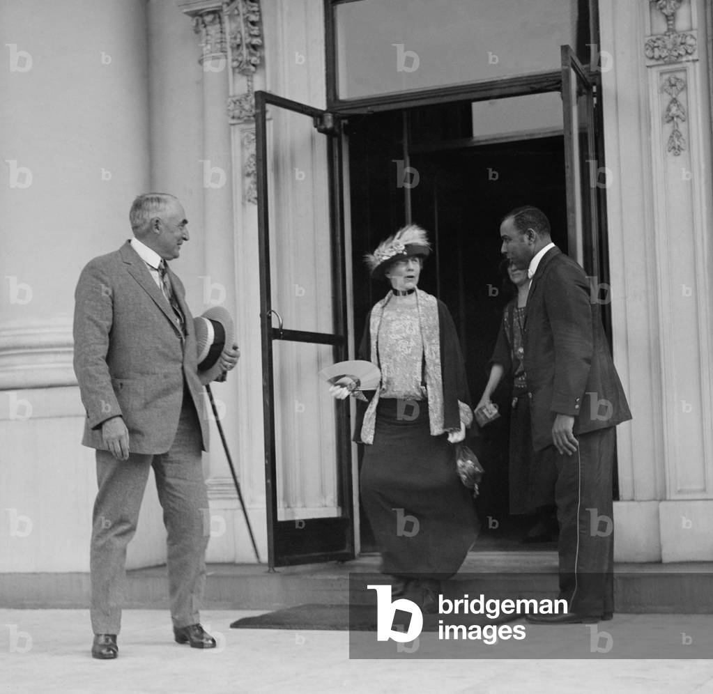 President Warren Harding leaving the White House for the last time, June 20, 1923. With First Lady Florence Harding, he embarked on a speaking tour through the West and into Alaska, which was billed as his 'Voyage of Understanding.'