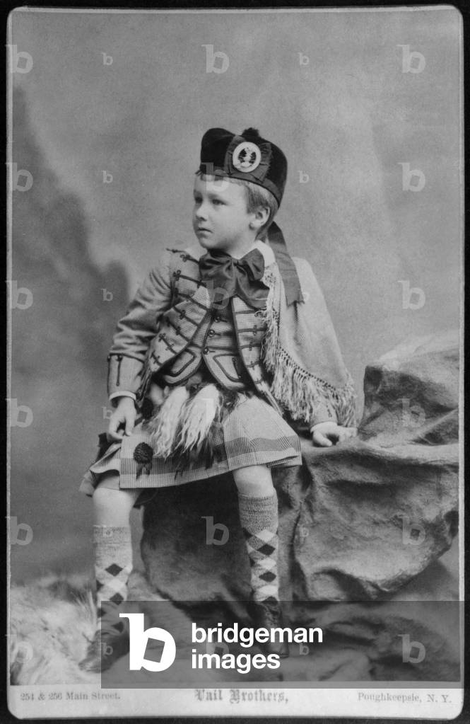 Franklin Delano Roosevelt 1882-1945 in Scottish costume. Studio portrait taken in Poughkeepsie New York c. 1888