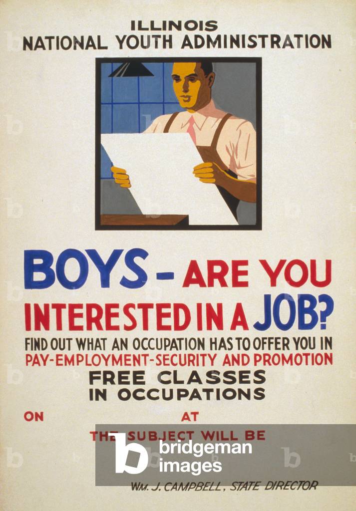 Boys - are you interested in a job? Illinois National Youth Administration, 1936 (silkscreen poster)