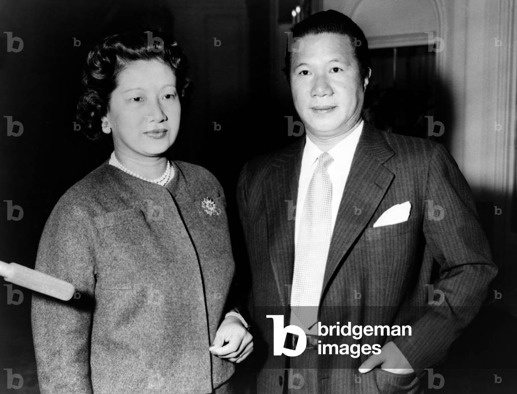 Emperor Bao Dai (1913-1997) of South Vietnam and his wife in 1955, the year South Vietnam became a republic. The ex-Emperor returned to France, where he had been educated and earned the title of the Playboy Emperor.
