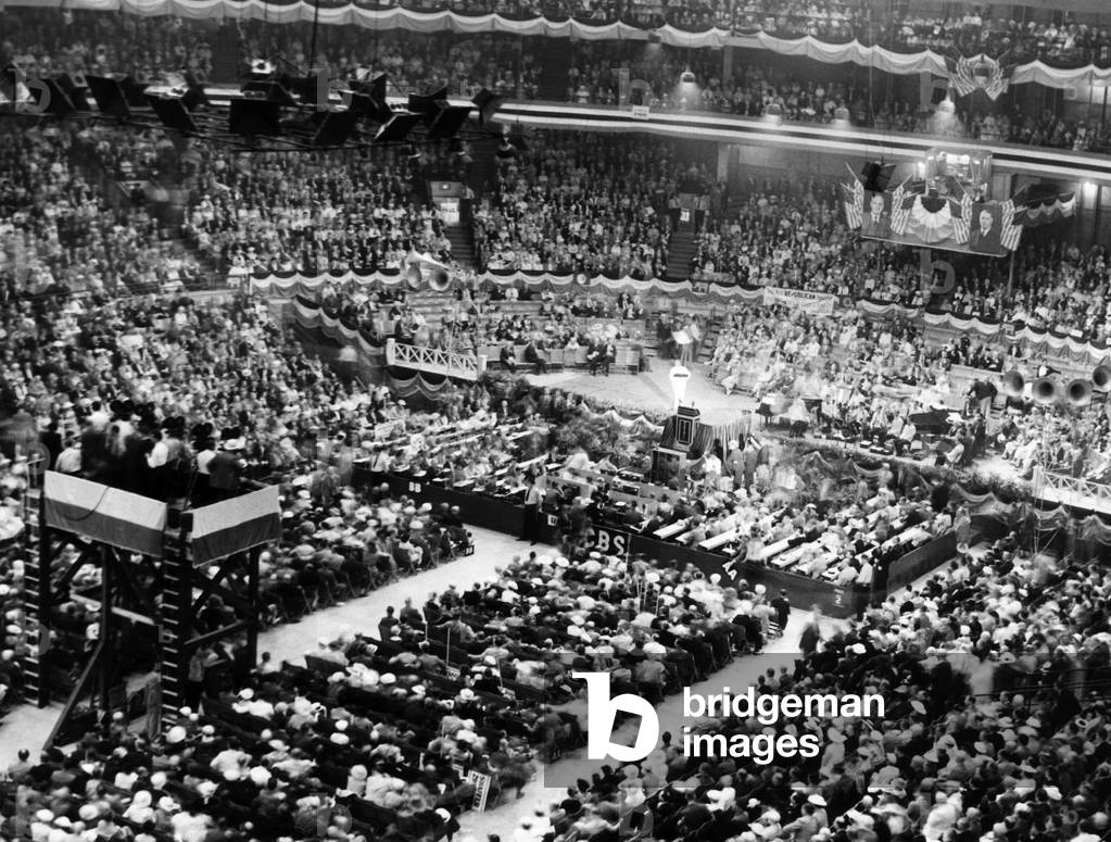 Chicago Stadium interior, during the notification ceremonies for Colonel Frank Knox, the Republican vice presidential candidate, Chicago, Illinois, July 30, 1936