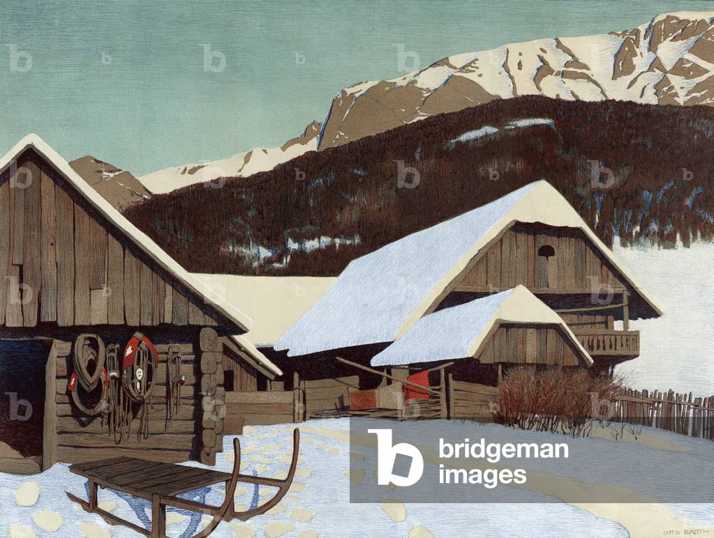 Winter Scene, chromolithograph, 1840-1890