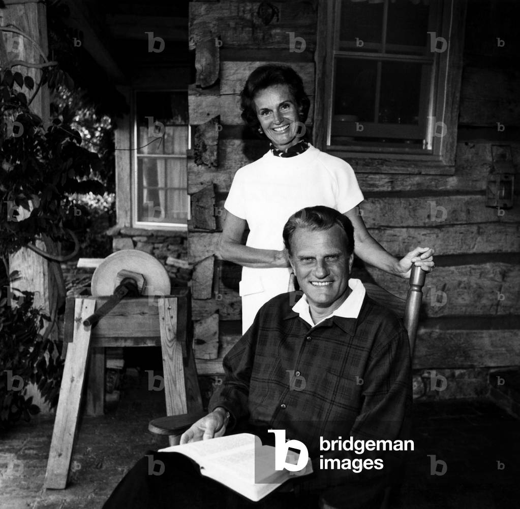 Evangelist, Billy Graham and his wife Ruth at their home in Montreal, North Carolina, 1972.
