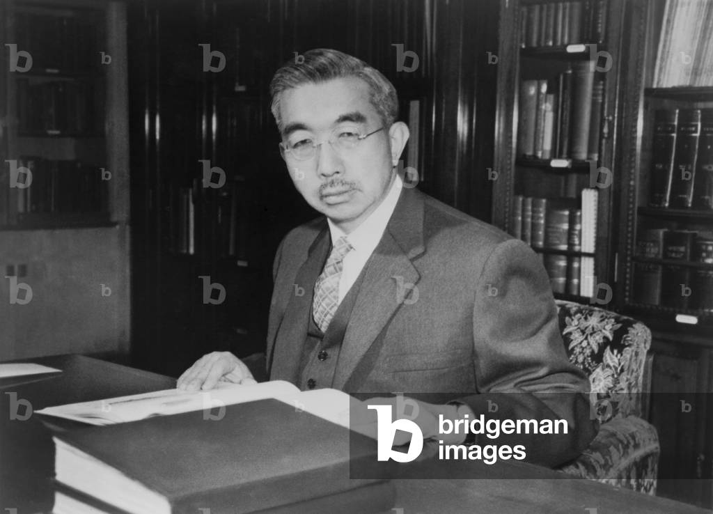 Japan's Emperor Hirohito, at his desk in Tokyo's Imperial Palace. 1962.