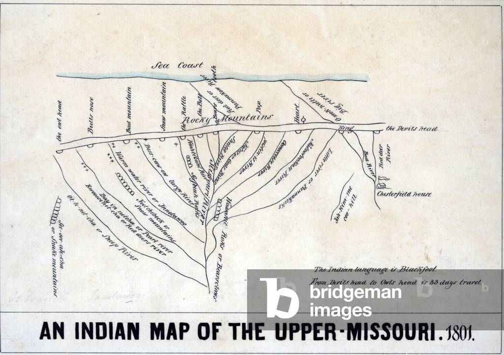 1801 Indian map of the Upper-Missouri