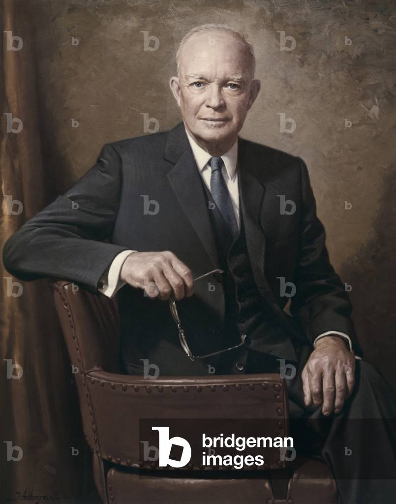 Former President Dwight Eisenhower. Painted portrait by James Anthony Wills for the Eisenhower Library, 1967.