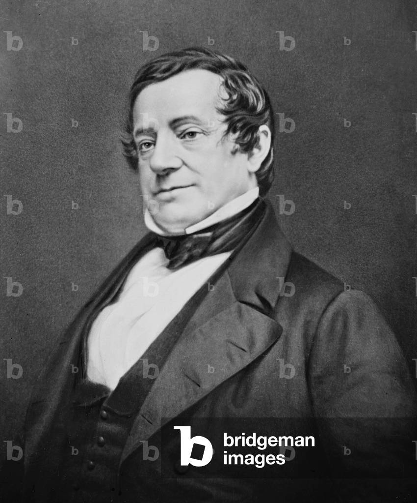 Washington Irving (1783-1859), American author of classic short stories The Legend of Sleepy Hollow and Rip Van Winkle, in an 1864 portrait