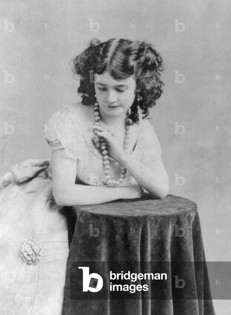 Lotta Crabtree, (1847-1924) American Actress, had her first New York success playing the dual roles in LITTLE NELL AND THE MARCHIONESS, a play based on Dickens' characters, in the late 1866. 1868 portrait by J. Gurney