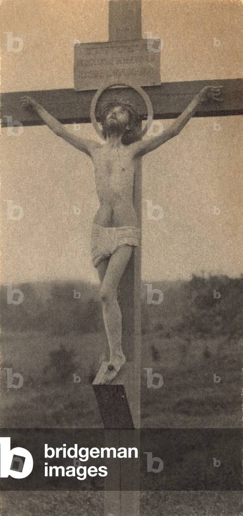 Jesus Christ, the Crucifixion with halo, platinum print photograph by F. Holland Day, 1898