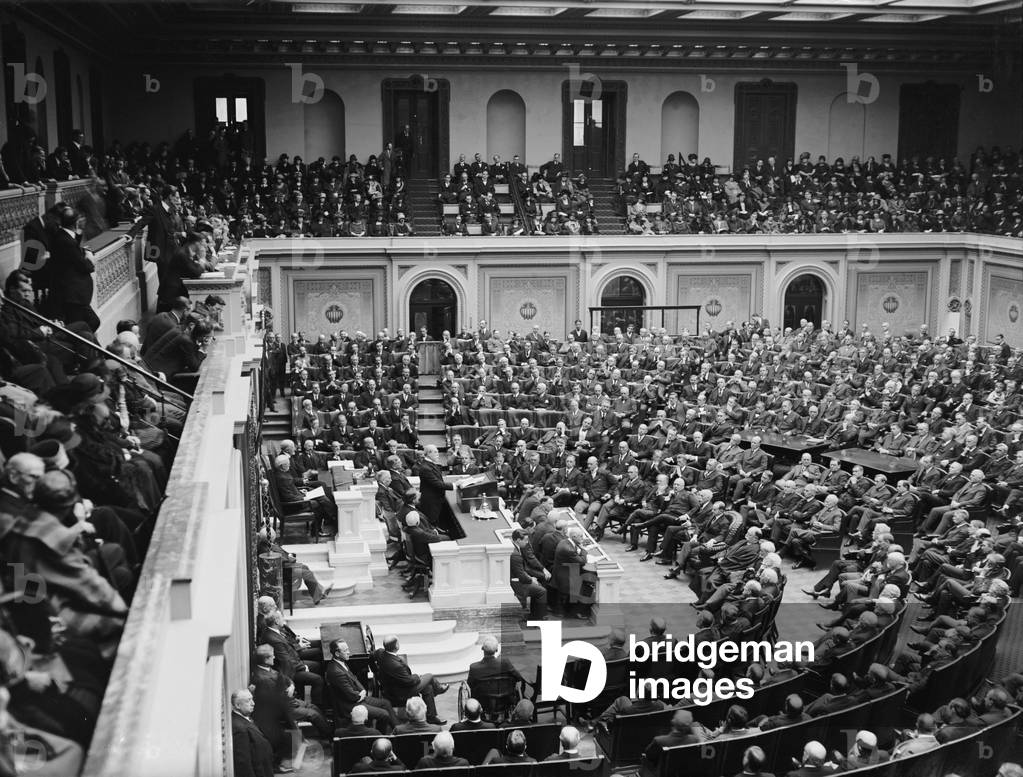 Warren G. Harding (1865-1923), memorial service in the House of Representatives, on February 27, 1924, several months following his death, and on the eve of sensational testimony about the Teapot Dome oil leasing scandals