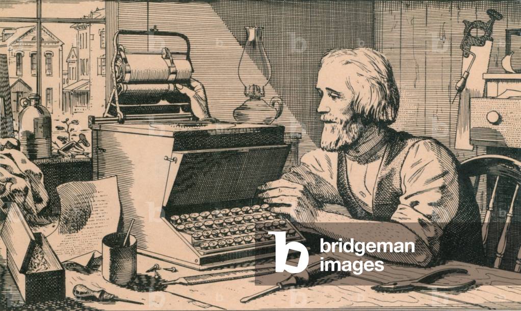 Christopher Latham Sholes (1819 -1890), worked from 1867 to 1872 to build the first commercially successful typewriter based on a patent held by himself and James Densmore. In 1873 they made 50 machines sold for  each