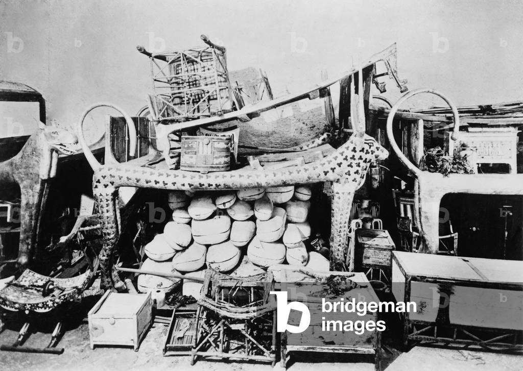 The tomb of King Tutankhamen contained artworks and other ritual objects to provide for the Egyptian Pharaoh's afterlife