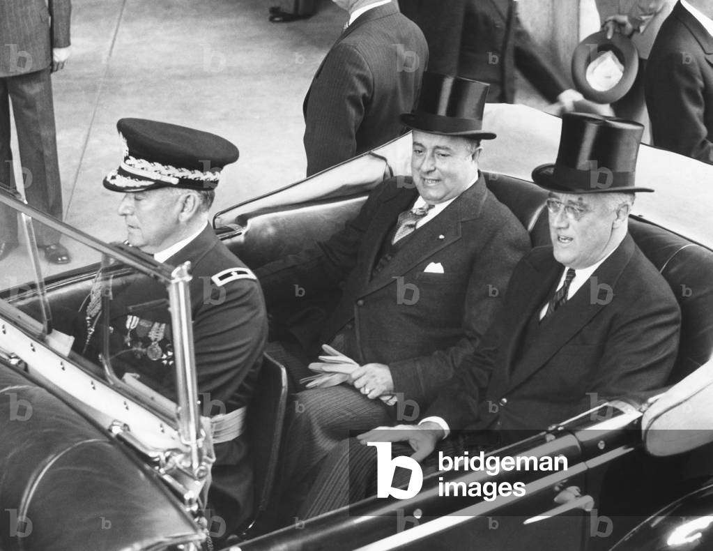 President Franklin Roosevelt with President Anastasio Somoza of Nicaragua. Washington, D.C. May 5, 1939