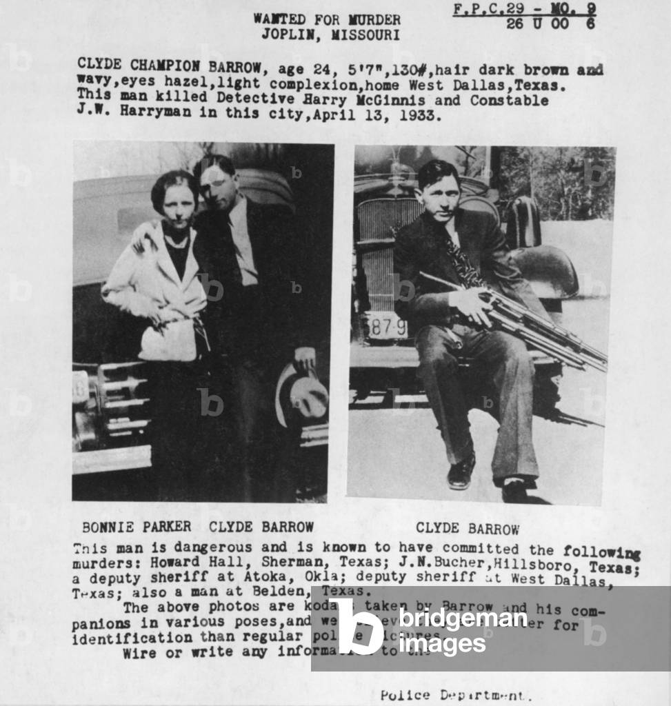 A wanted poster for Bonnie and Clyde, 1933 (poster)