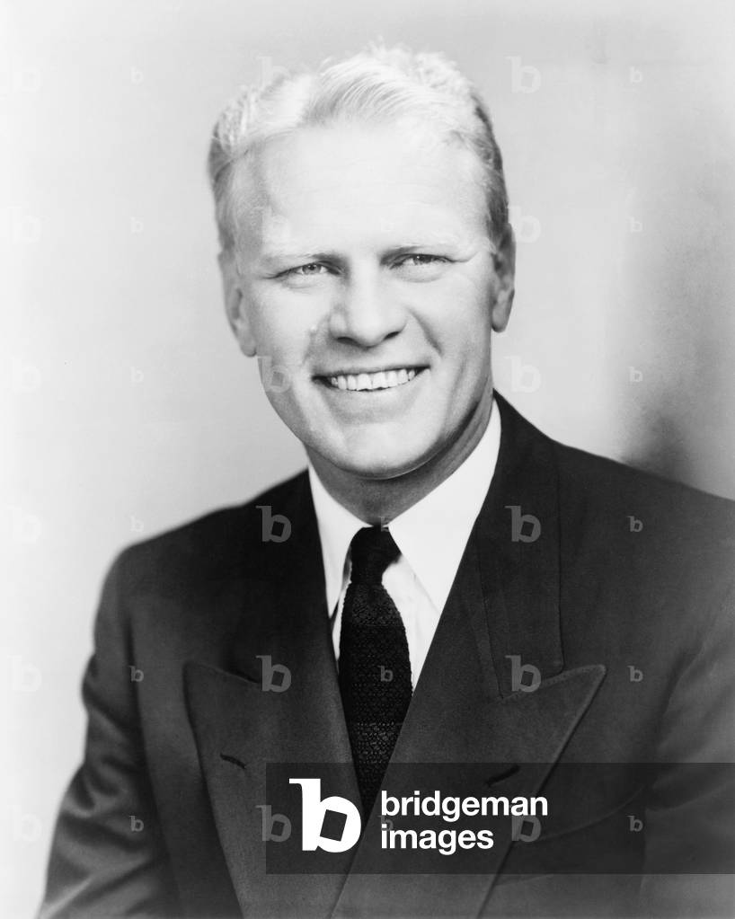 Gerald R. Ford, (1913-2006), as a young Congressman from Michigan. He was first elected in 1948 and served in Congress his 1974 assumption of the Vice Presidency to replace disgraced Nixon VP, Spiro Agnew. 1954 Congressional Portrait