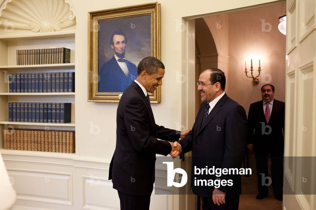 President Obama greets Iraqi Prime Minister Maliki in the Oval Office on July 22 2009. (BSWH_2011_8_244)