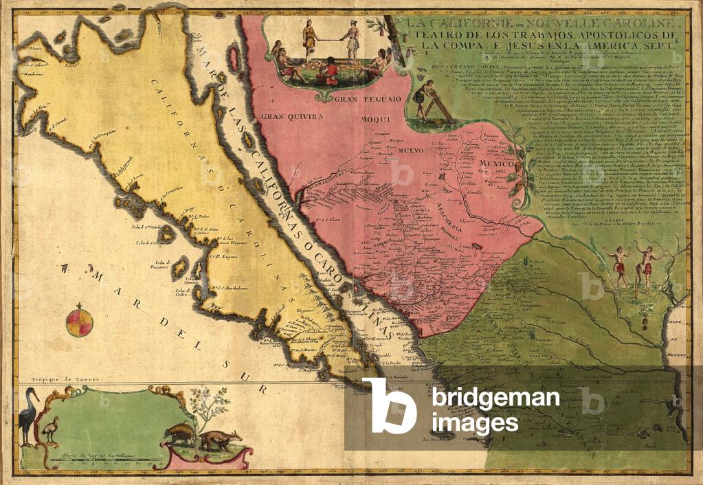 1720 map of Baja California and northwest Mexico, showing California as an island
