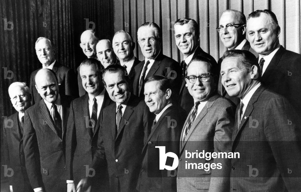 President-elect Richard Nixon presented his first Cabinet, via television on Dec. 11, 1968