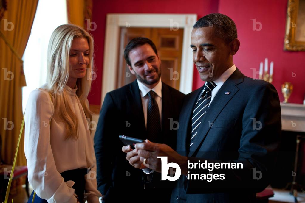 President Barack Obama with 2010 NASCAR Champion Jimmie Johnson and his wife, Chandra. Red Room of the White House, Sept. 7, 2011