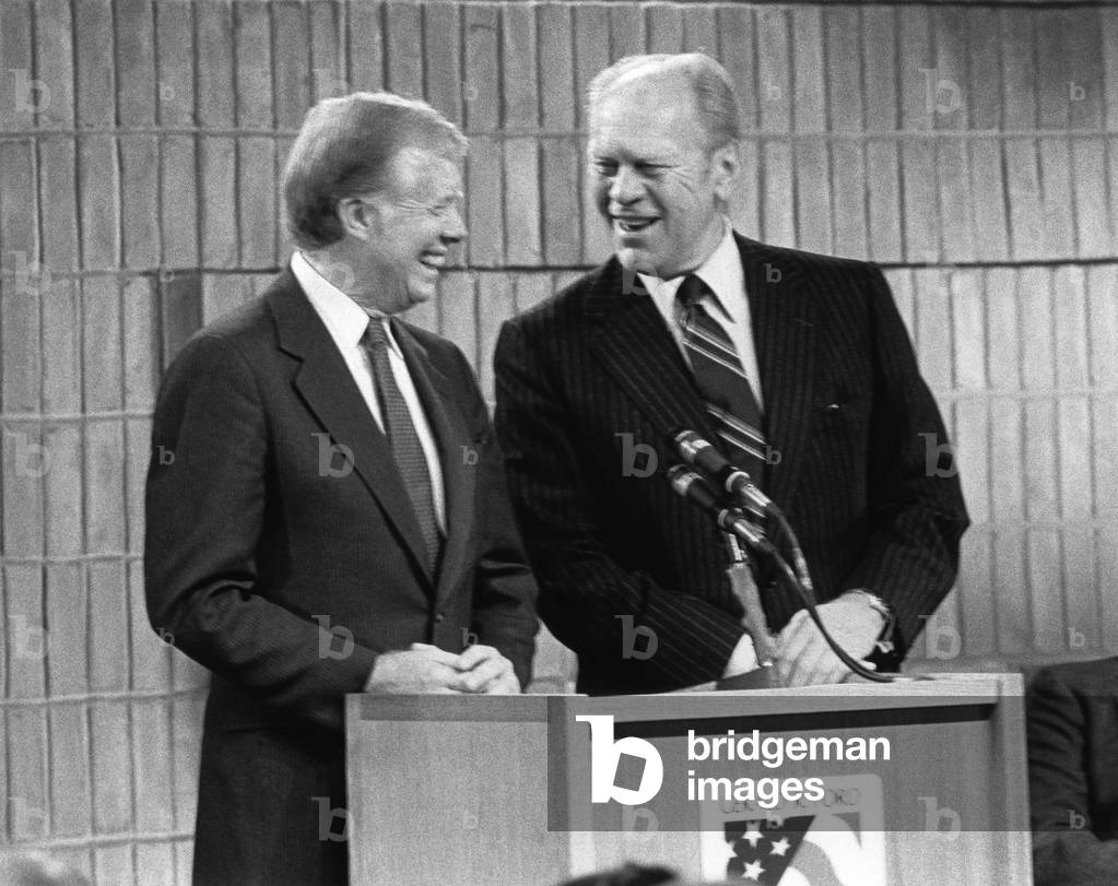 Former Presidents Jimmy Carter and Gerald Ford co-host an All-Democracies Conference bringing together leaders from 44 democracies worldwide at Gerald R. Ford Library. Feb. 9 1983