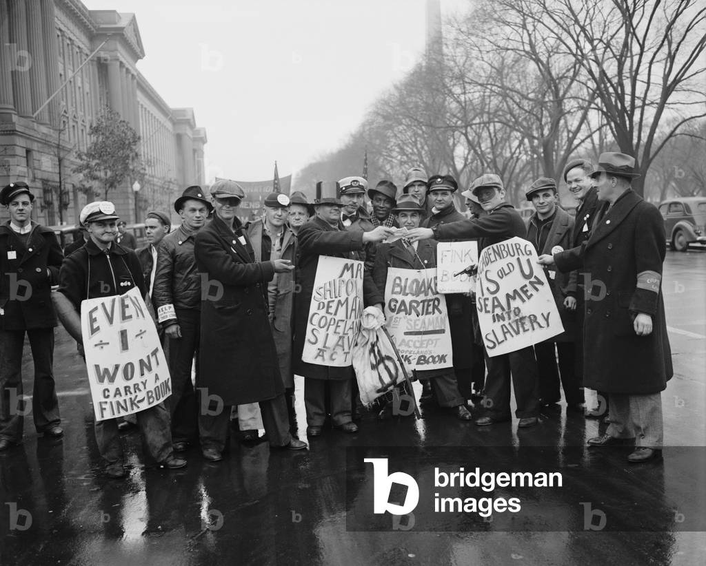 Seamen protest against the Copeland Safety-At-Sea Act. Jan. 18, 1937 (photo)
