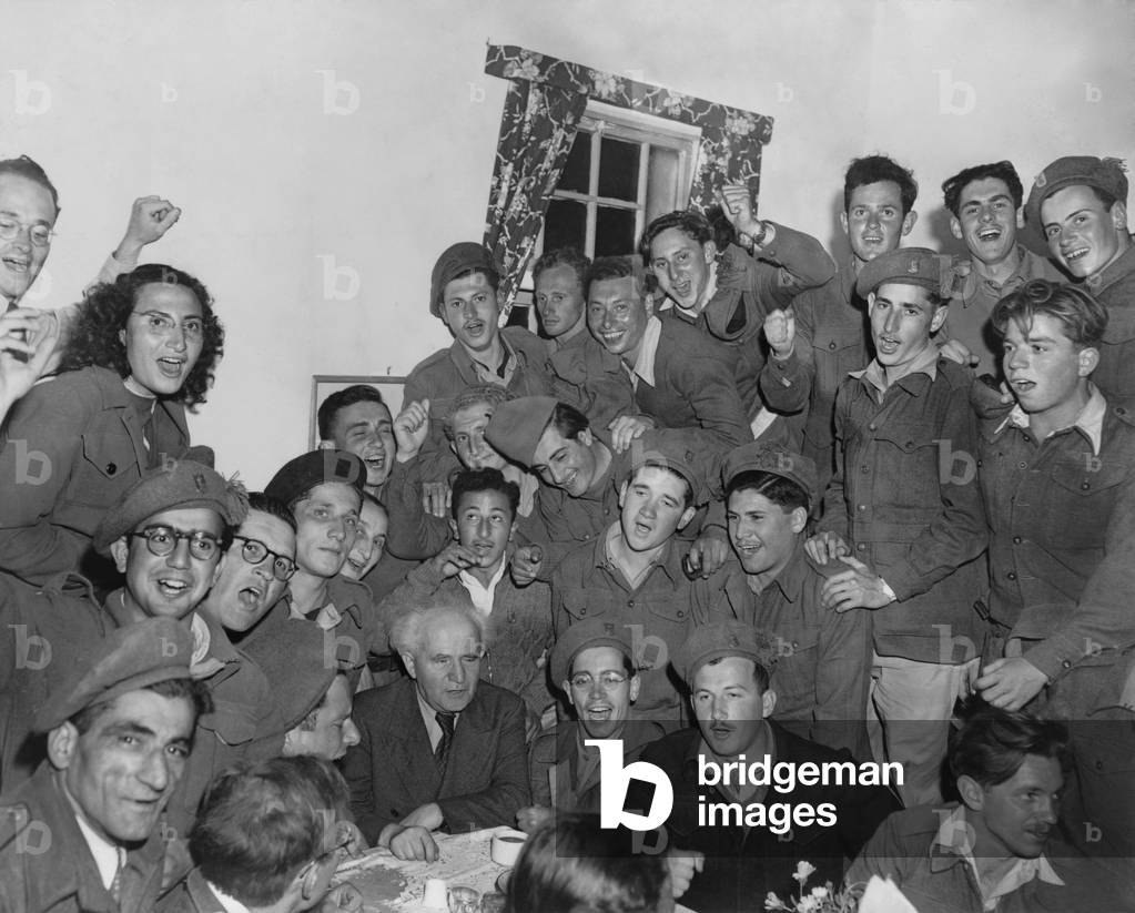 David Ben-Gurion, at a Jerusalem camp of soldiers of the Haganah, the Jewish fighting force. Ben-Gurion, has been named as the future prime minister of the Jewish state-to-be in Palestine. April 30, 1948.