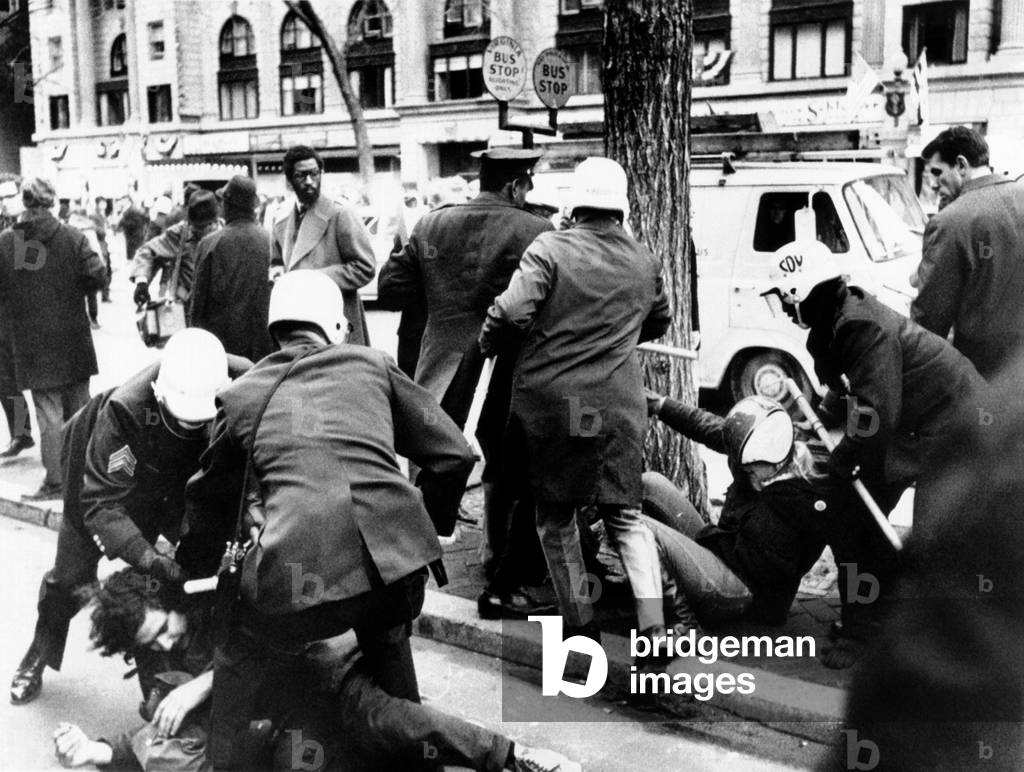 Protesters arrested at President Richard Nixon's 1969 Inauguration. The demonstrators were a few Blocks from the route of President Nixon's Inaugural Parade, Jan. 20,1969