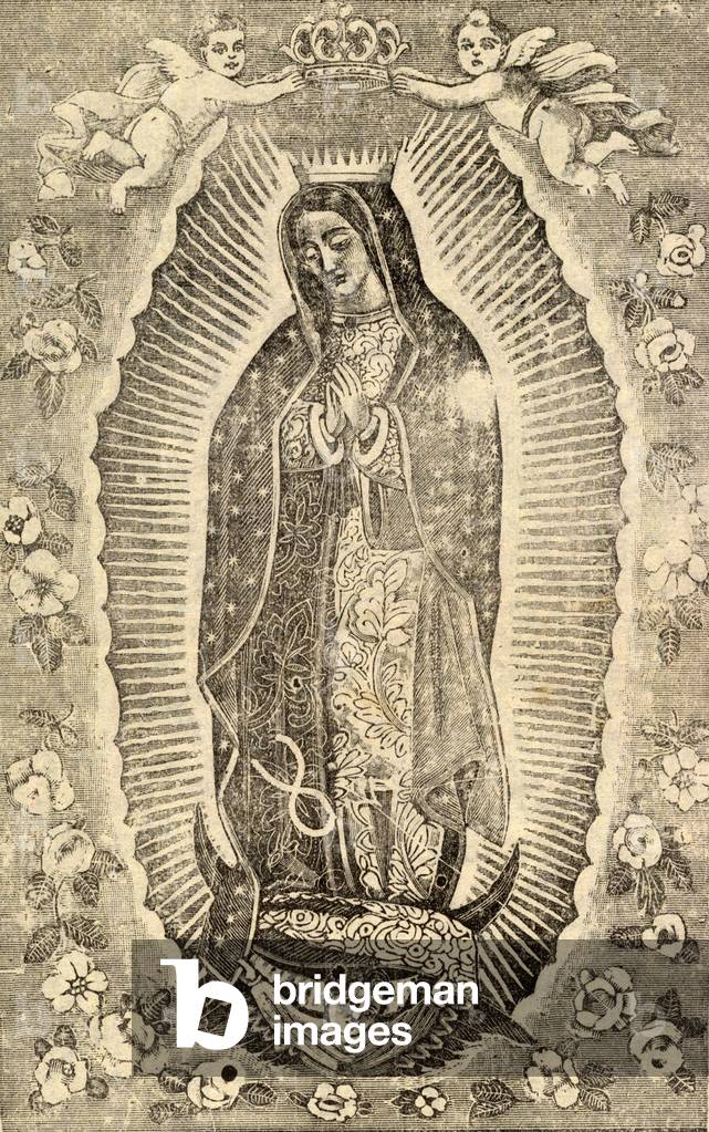 Detail of the Virgin of Guadalupe, titled: Sorrowful lamentations, how sad it is to tell of distressful events, c.1915