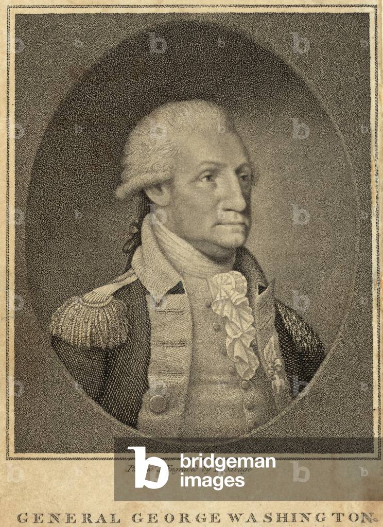 George Washington when commander of the American revolutionary forces. 1790 Print by Edward Savage
