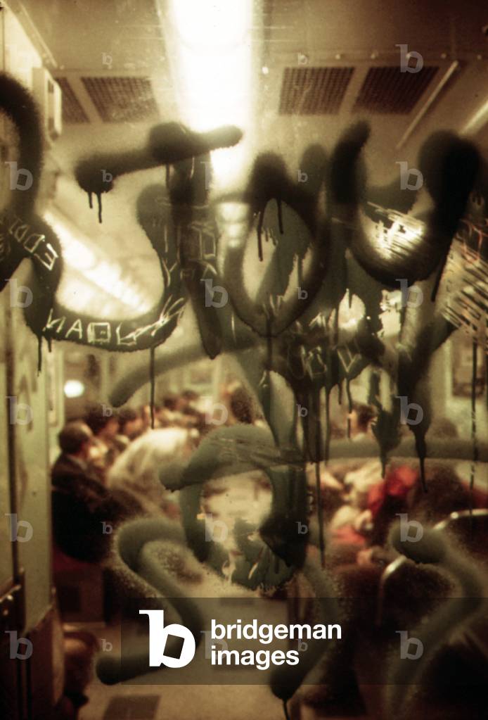 1970s Americ. Graffiti on a subway car, New York City, New York c. 1972