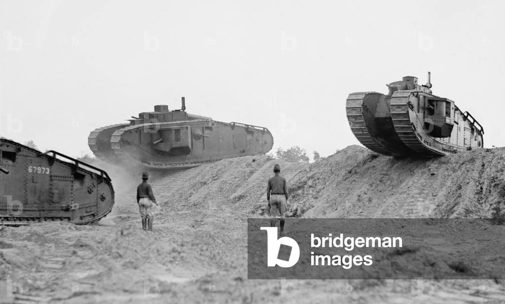 US Army officers observe a Tank demonstration, Camp Meade in 1922
