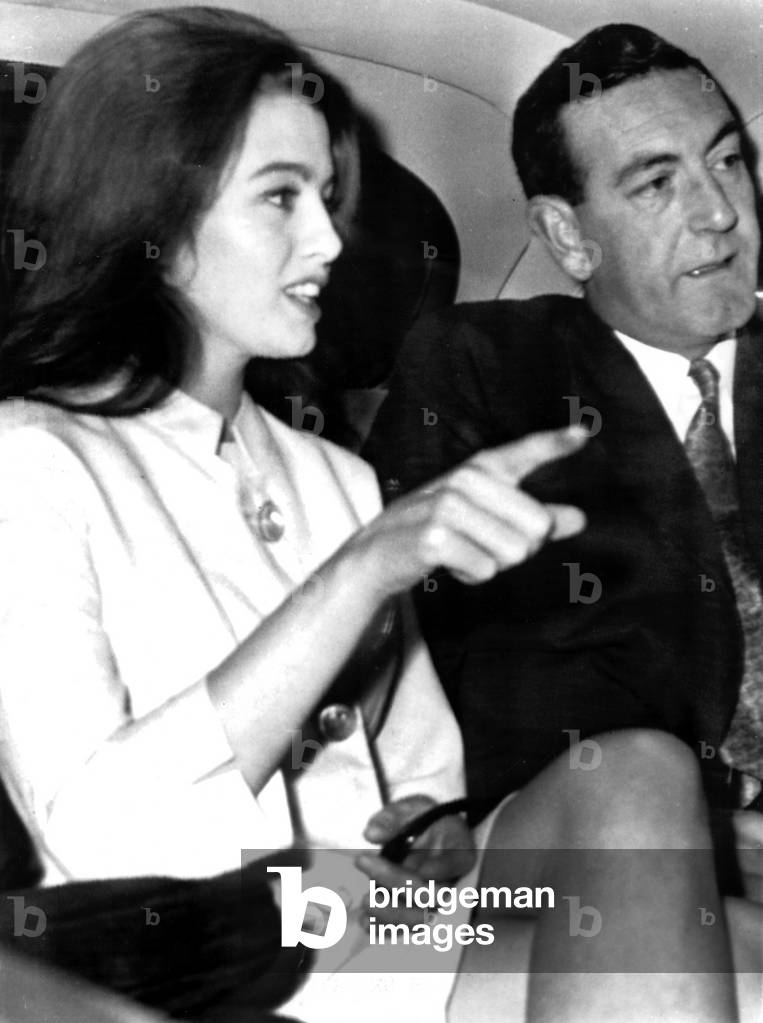 Christine Keeler with unidentified man arriving at Magistrate's Court. October 2, 1963