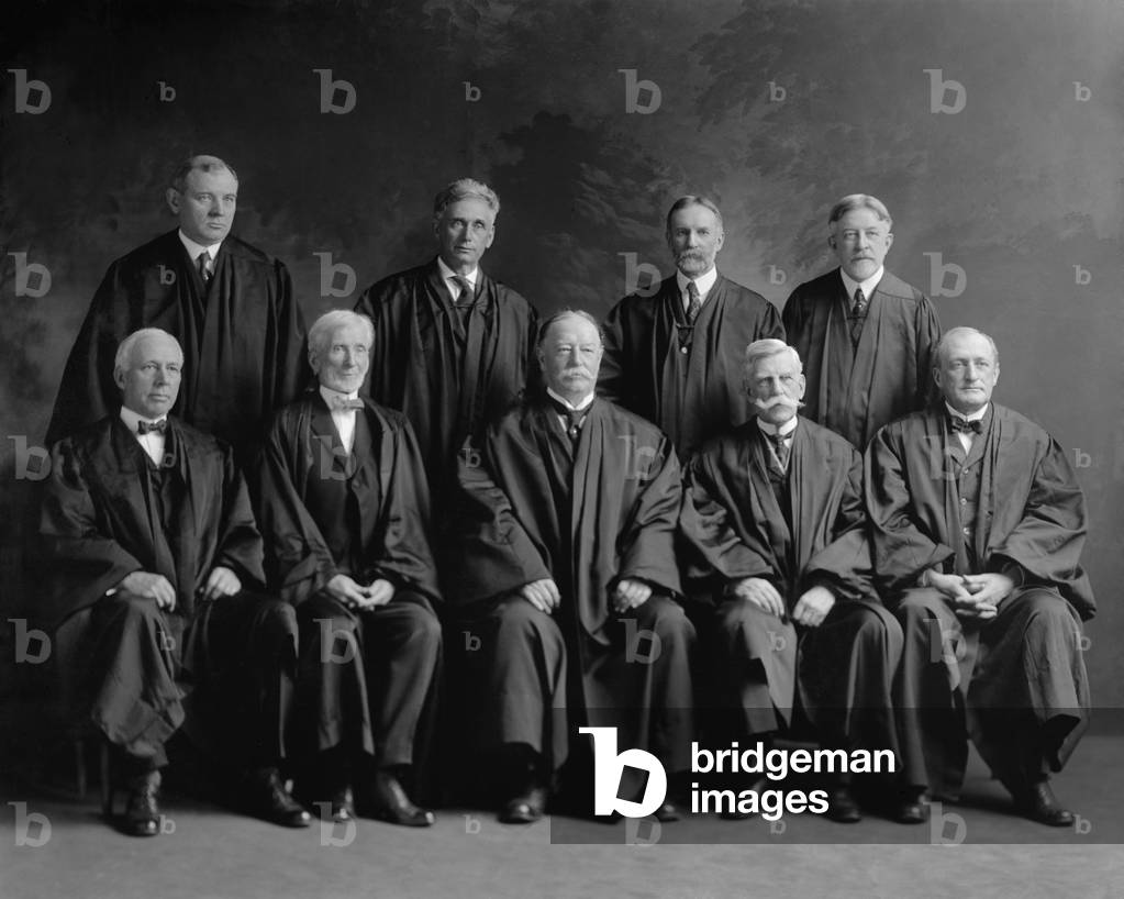 Taft Court. United States Supreme Court group portrait. Center front is Chief Justice William Howard Taft. c. 1925