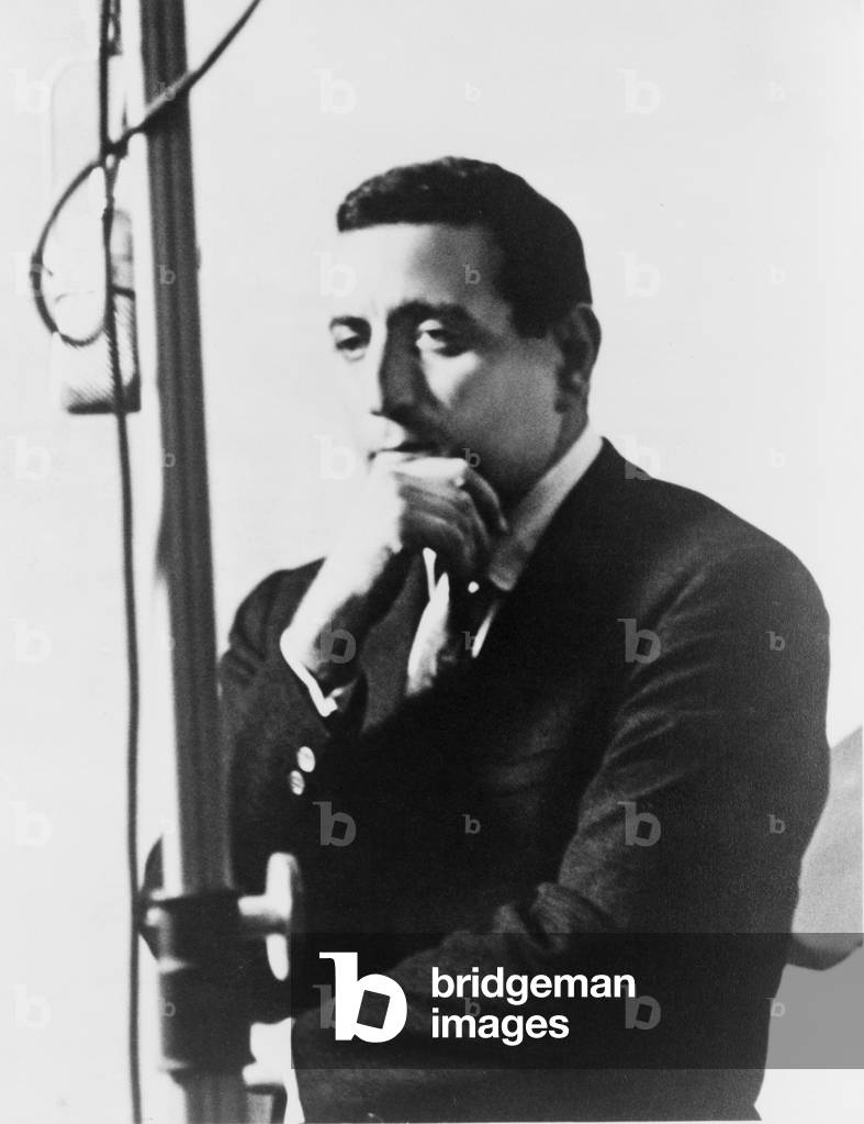 Tony Bennett (b. 1926) at microphone, 1955