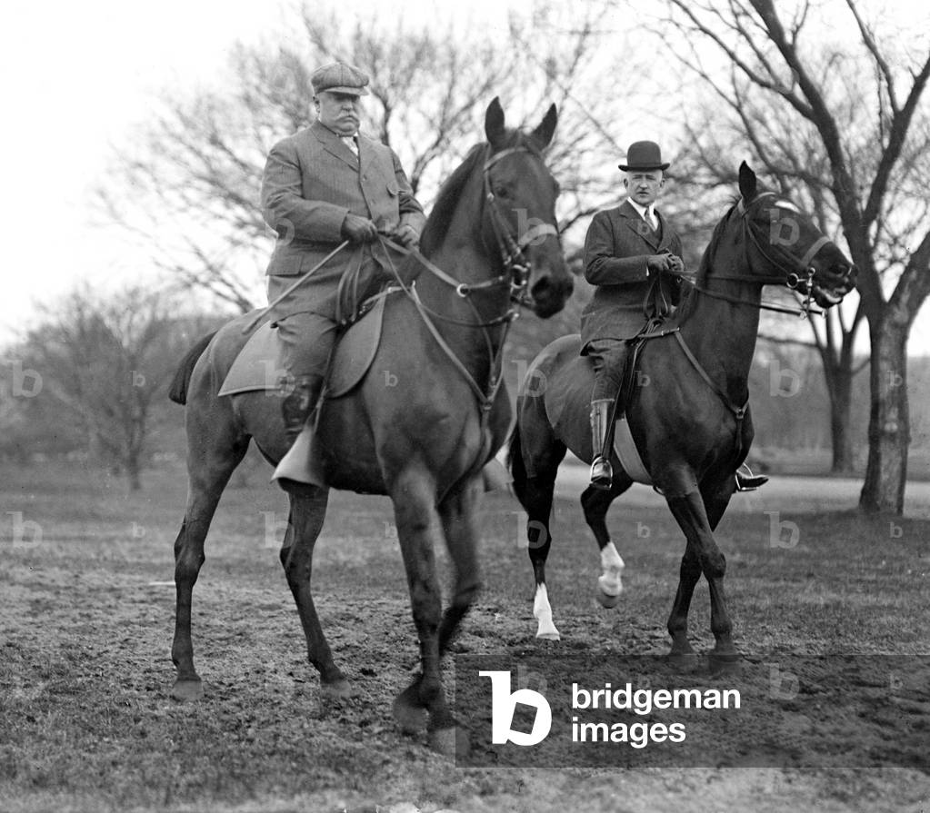 President Taft and General Clarence Edwards riding horses in 1909. Edwards served in the Philippines, and was chief of the Bureau of Insular Affairs, which administered the new United States Empire