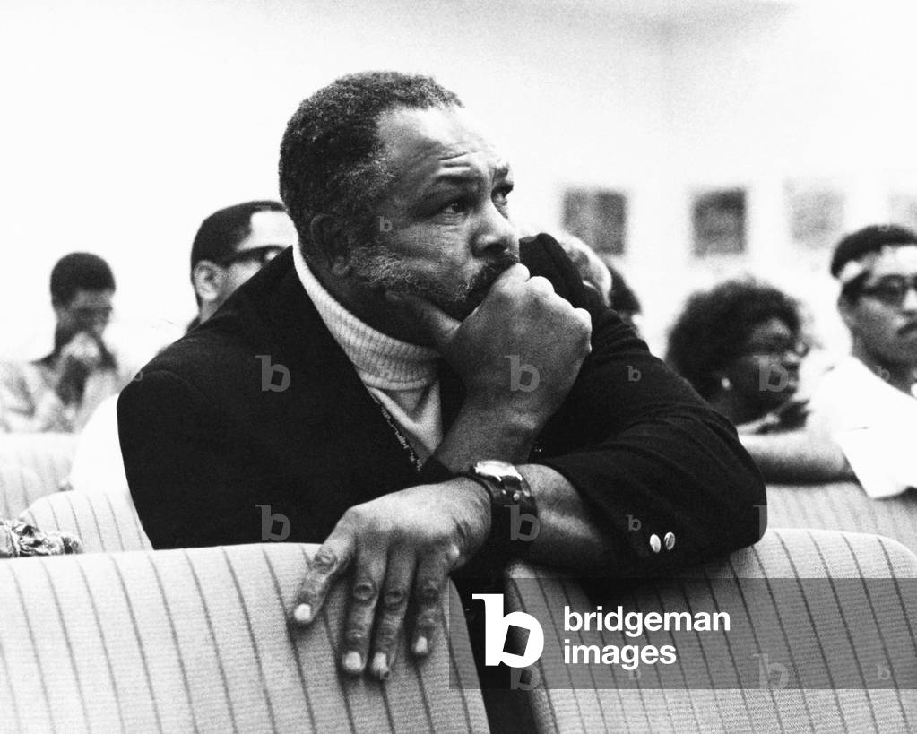 Archie Moore during a meeting of Las Vegas after the disturbances in the Black community. Nov. 18, 1969. Moore volunteered his services to try to find the causes of the tension and gave his ideas about how it could be eased
