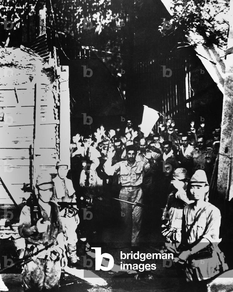 Surrender of U.S. troops to Japanese at Corregidor, Philippines, May 1942, during World War 2