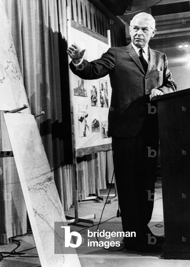 Navy Sec. Paul Nitze, at a Pentagon Conference during the Vietnam War, July 22, 1966. He served several presidents from FDR during World War II to Ronald Reagan in the 1980s arms negotiations with the Soviet Russia.