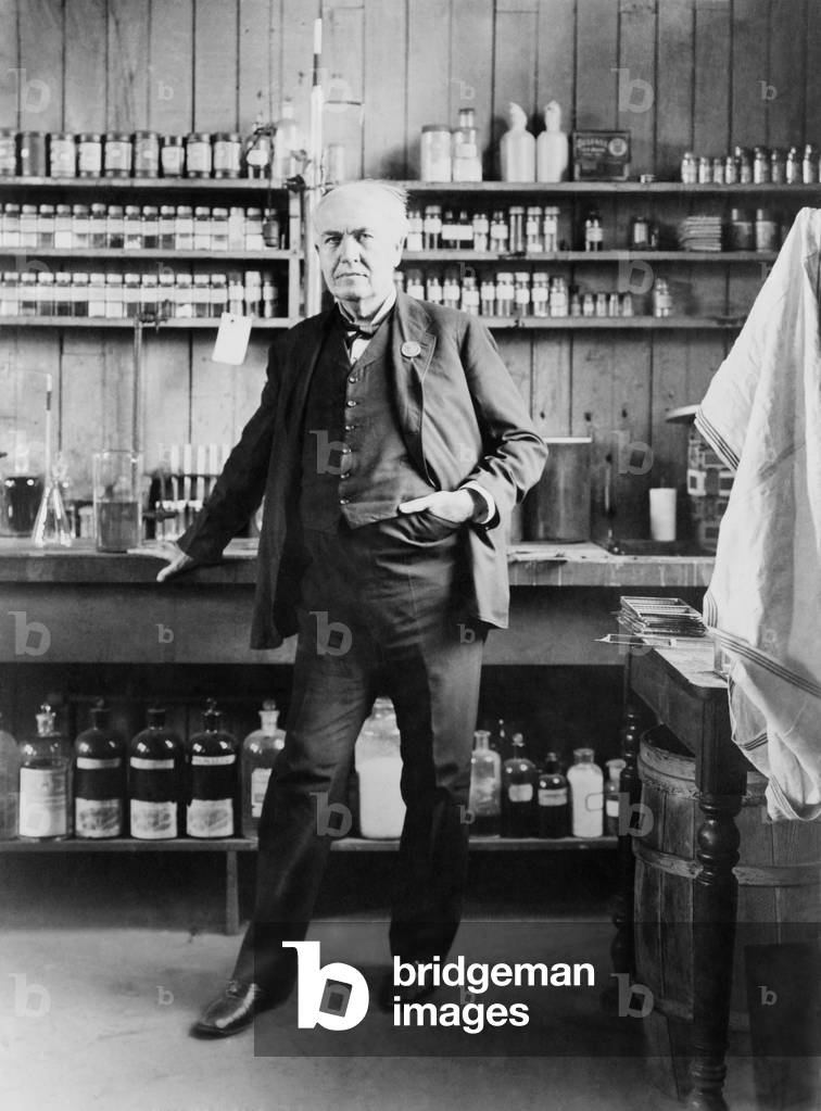 Thomas A. Edison (1847-1931), in his West Orange, New Jersey, laboratory, c. 1911