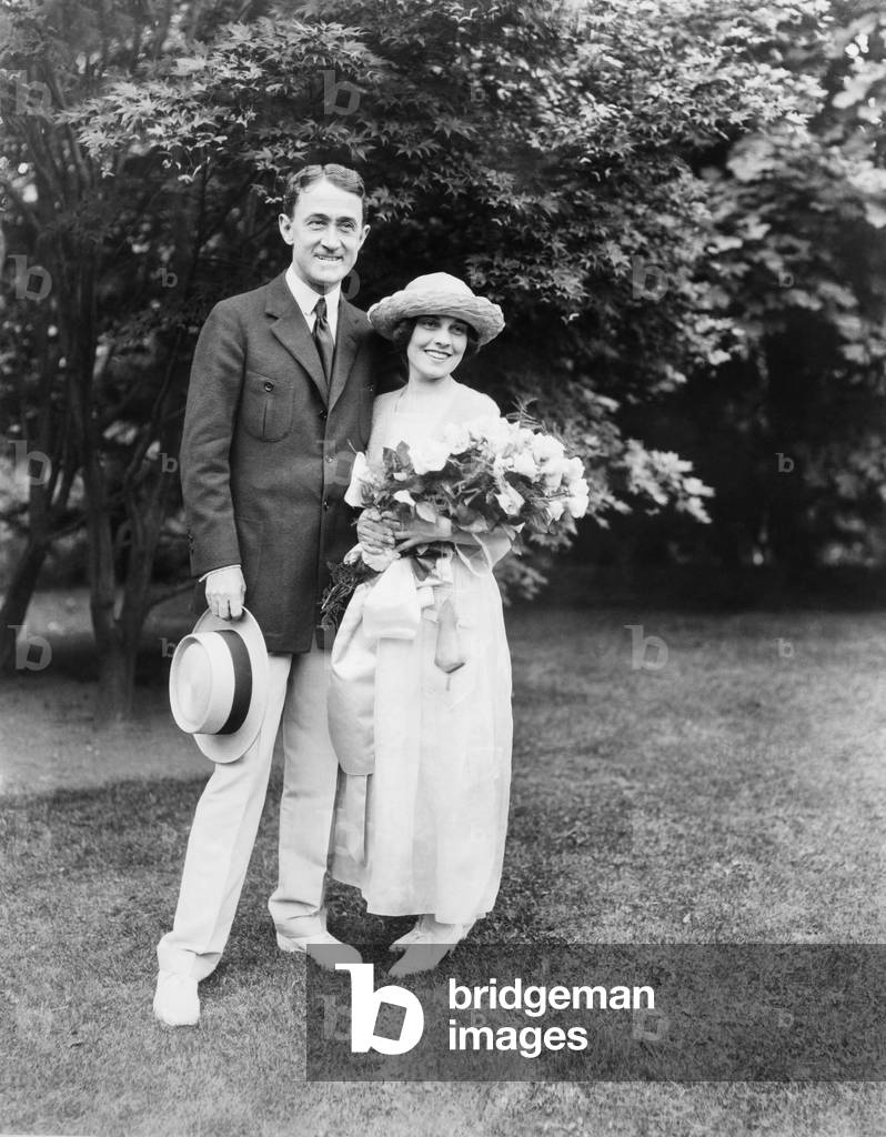 John Emerson and Anita Loos one minute after their wedding in Bayside Long Island in 1919. He was an actor and playwright 20 years older than Loos