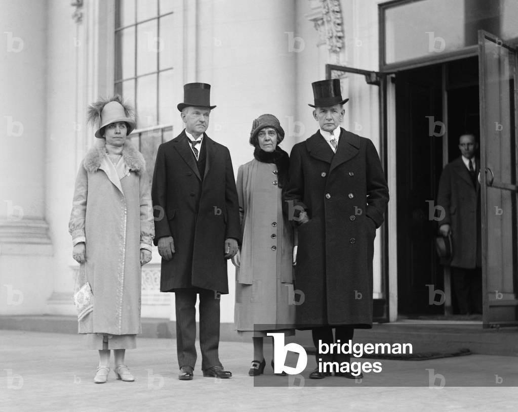 President Calvin Coolidge and VP Charles Dawes with their wives on Inauguration Day. March 4, 1925