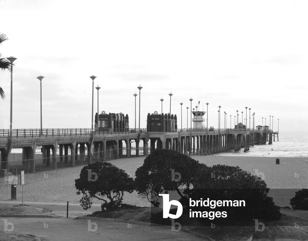 Scenes of Los Angeles, Huntington Beach Municipal Pier, Pacific Coast Highway at Main Street, Huntington Beach, California, c.1970s