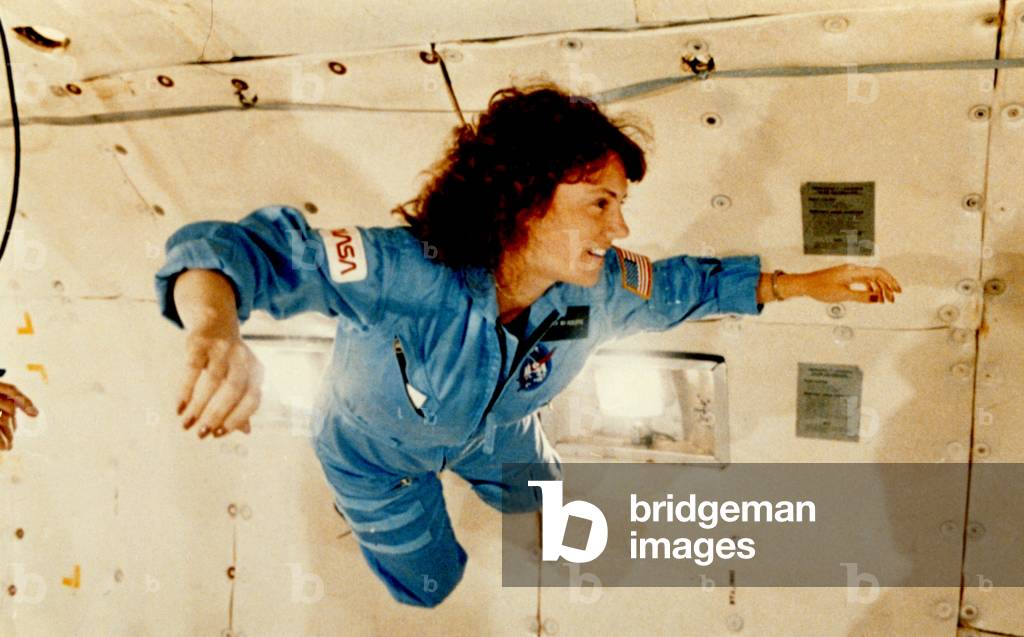 Christa McAuliffe Experiences Weightlessness. She represented the Teacher in Space Project and died when Challenger exploded during take-off on January 28, 1986