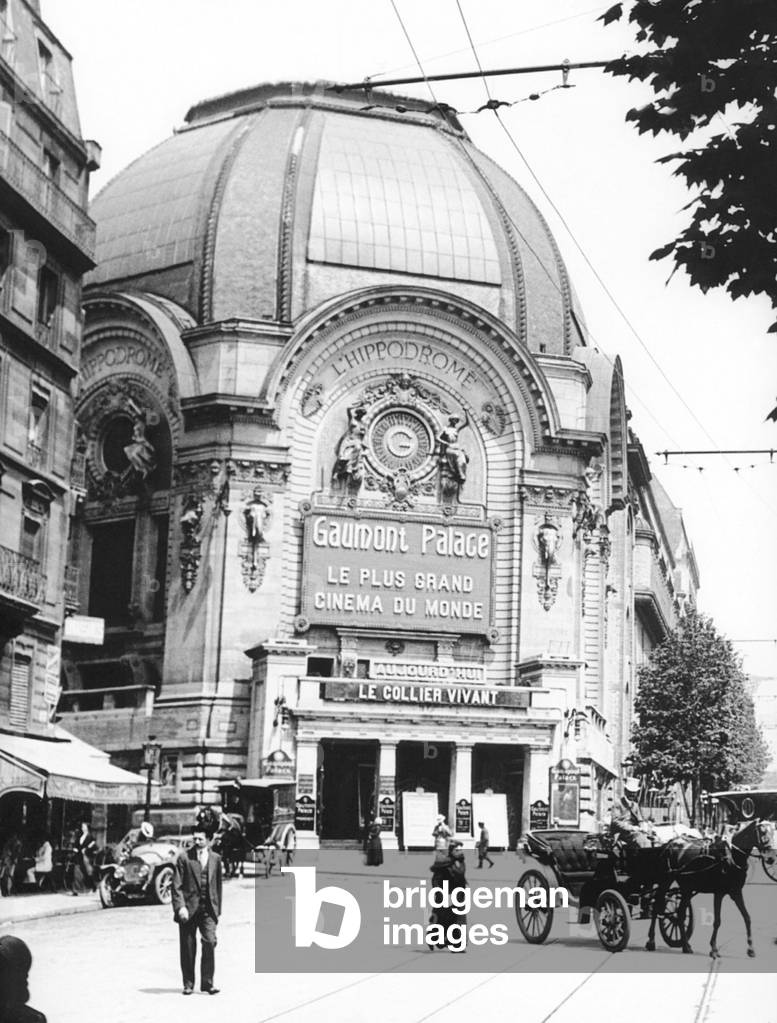 Gaumont Palace, 3 rue Caulaincourt, Place Clichy, Paris. The marquee reads: The Biggest Movie Theater in the World. c. 1912