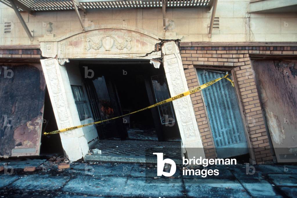 Loma Prieta Earthquake destroyed this Beach Street apartment complex in San Francisco's Marina District. October 17 1989